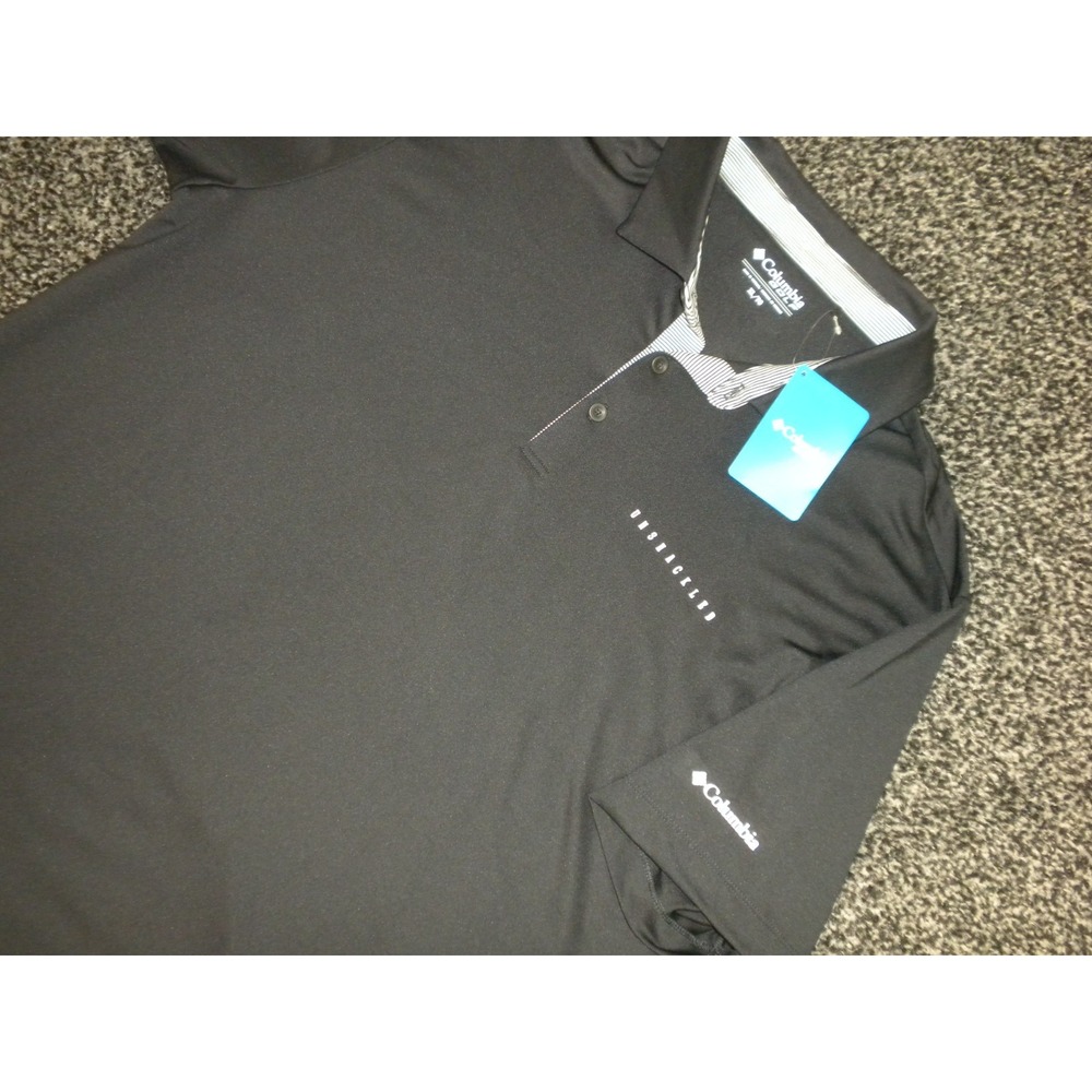 Columbia Polo Shirt Mens XL Black Omni Wick Even Lie Golf Performance Unshackled